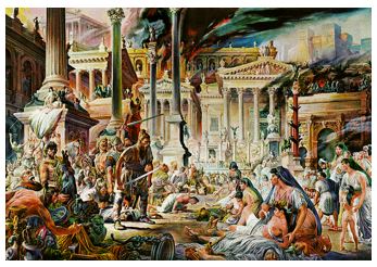 Painting of Visigoths sacking Rome