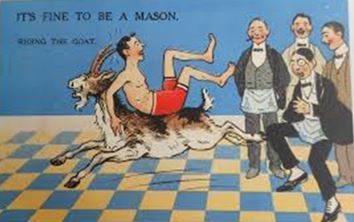 Masonic postcard about riding the goat